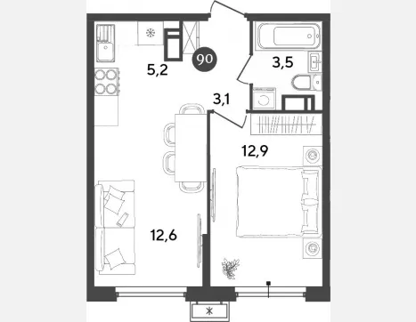 3-комн. квартира, 68.10 м², 8/9 этаж фото 4