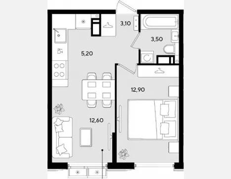 2-комн. квартира, 37.30 м², 11/18 этаж фото 0