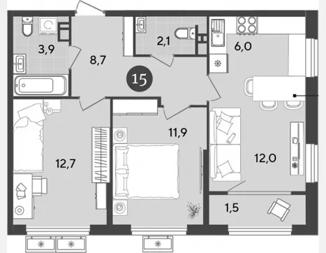 1-комн. квартира, 30.70 м², 9/9 этаж фото 4