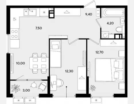 3-комн. квартира, 56.10 м², 9/18 этаж фото 0