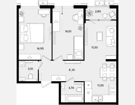 3-комн. квартира, 66.40 м², 2/18 этаж фото 0