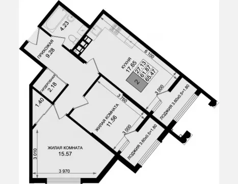 2-комн. квартира, 61.87 м², 2/8 этаж фото 0