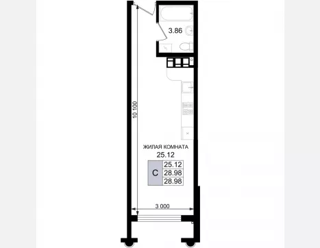 студия, 28.98 м², 2/8 этаж фото 0