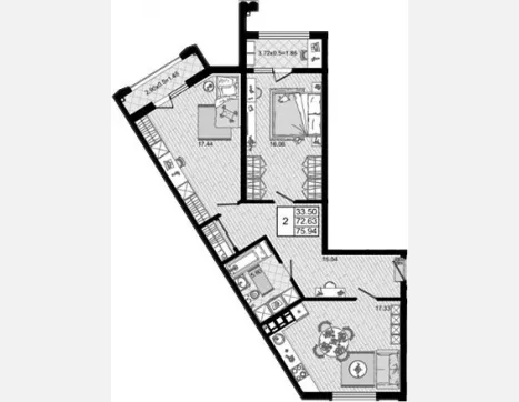 2-комн. квартира, 72.63 м², 7/8 этаж фото 0