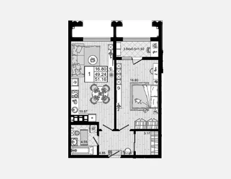 1-комн. квартира, 49.24 м², 5/8 этаж фото 0