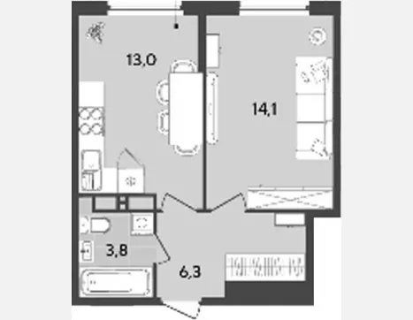 1-комн. квартира, 39.50 м², 17/18 этаж фото 1