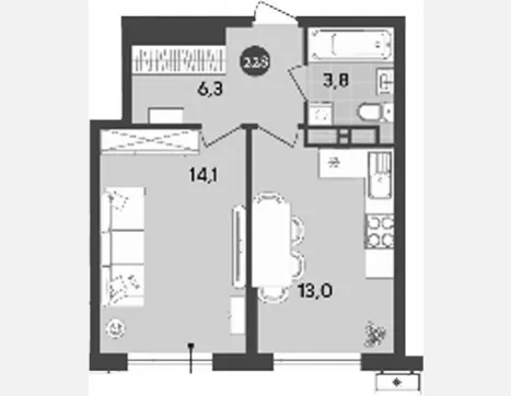 3-комн. квартира, 66.40 м², 2/18 этаж фото 1