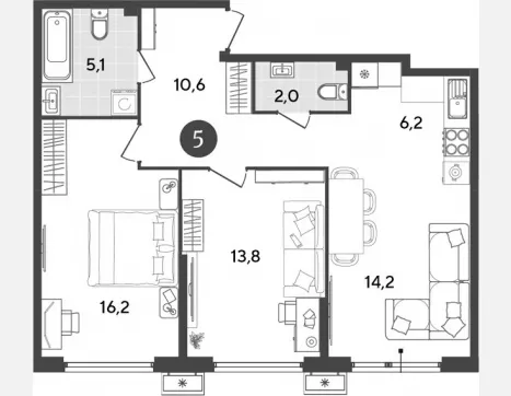 3-комн. квартира, 68.10 м², 2/9 этаж фото 0