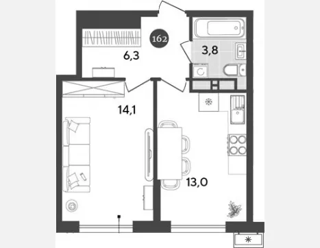 1-комн. квартира, 37.20 м², 13/18 этаж фото 0
