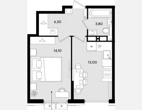 1-комн. квартира, 37.20 м², 14/18 этаж фото 0