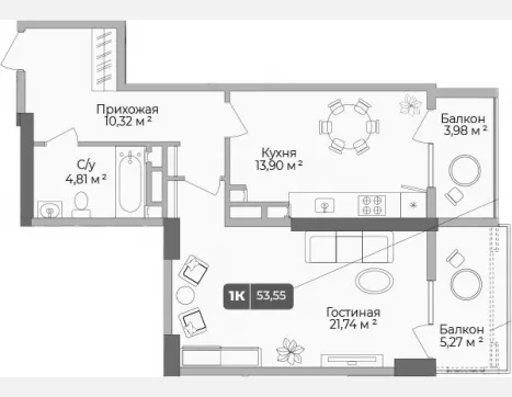 1-комн. квартира, 50.78 м², 3/17 этаж фото 0
