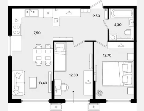 3-комн. квартира, 59.30 м², 2/18 этаж фото 0