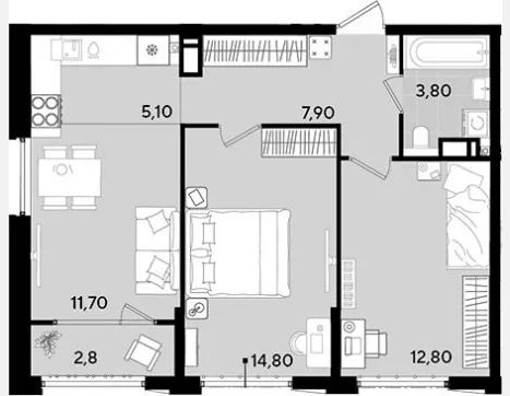 3-комн. квартира, 59.40 м², 11/18 этаж фото 0
