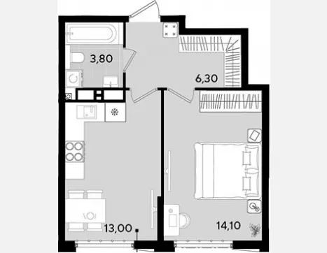 1-комн. квартира, 37.20 м², 17/18 этаж фото 0