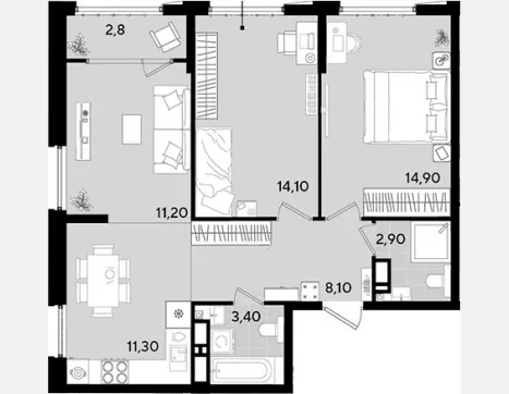 2-комн. квартира, 45.90 м², 2/18 этаж фото 1