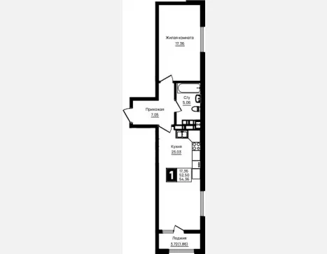 1-комн. квартира, 52.50 м², 13/18 этаж фото 0
