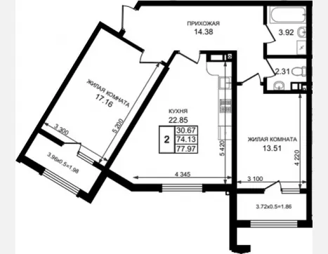 1-комн. квартира, 49.13 м², 6/8 этаж фото 1