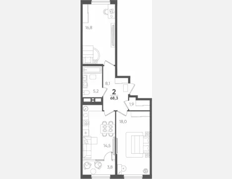 2-комн. квартира, 64.50 м², 17/18 этаж фото 0