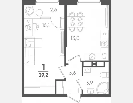 1-комн. квартира, 36.60 м², 18/18 этаж фото 0