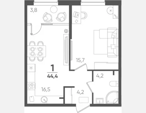 1-комн. квартира, 40.60 м², 2/18 этаж фото 0