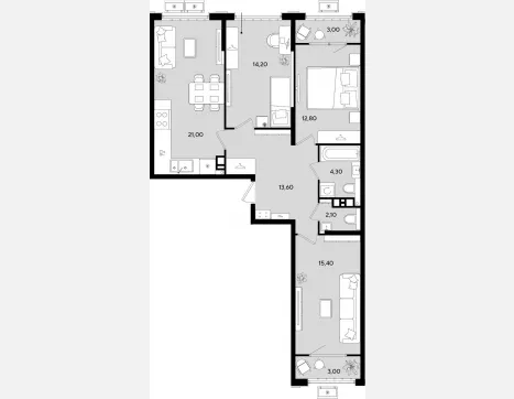 4-комн. квартира, 83.40 м², 5/9 этаж фото 0