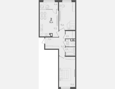 2-комн. квартира, 68 м², 7/9 этаж фото 0