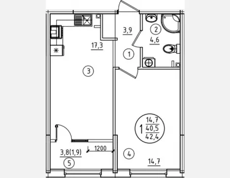 1-комн. квартира, 40.50 м², 2/9 этаж фото 0