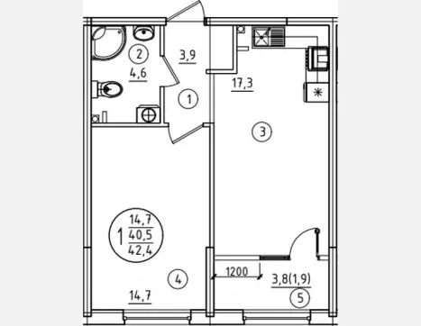 1-комн. квартира, 40.50 м², 2/9 этаж фото 0